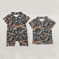 RTS NO MOQ Summer Sibling Baby Boys Short Sleeves Camouflage Polo Shirt Button Rompers