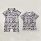 RTS NO MOQ Summer Sibling Baby Boys Short Sleeves Camouflage Polo Shirt Button Rompers