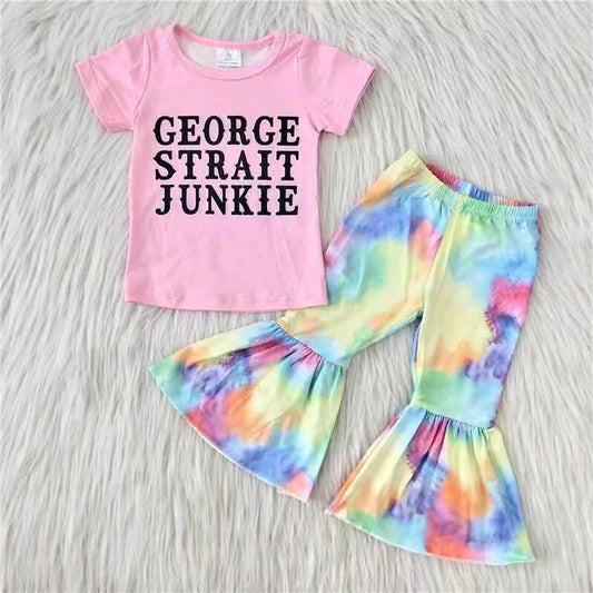 C0-4 Kids Pink Top and Tie Dye Pants Set