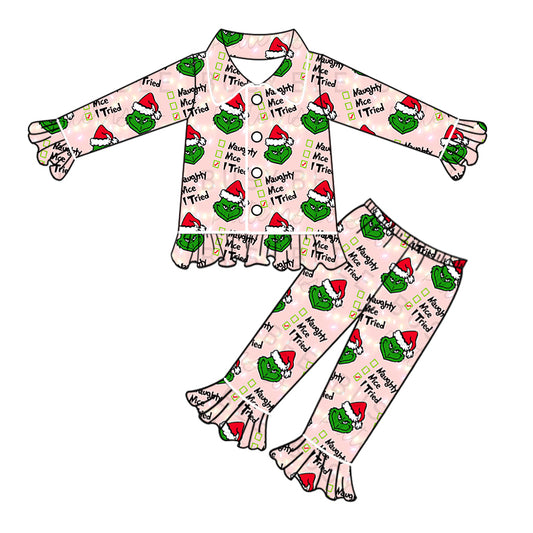 MOQ:5 Cute Christmas Long Sleeve Wholesale Boutique Kid Clothing Set