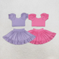 RTS NO MOQ Summer Sibling Baby Girls Lavender Yoga Shirt Skort Active Wear Clothes Sets