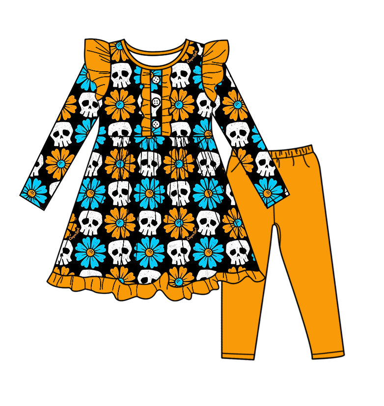 MOQ:5 Orange Ghost Long Sleeve Wholesale Boutique Kid Clothing