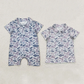 RTS NO MOQ Summer Sibling Baby Boys Grey Short Sleeves Camouflage Polo Shirt Button Rompers
