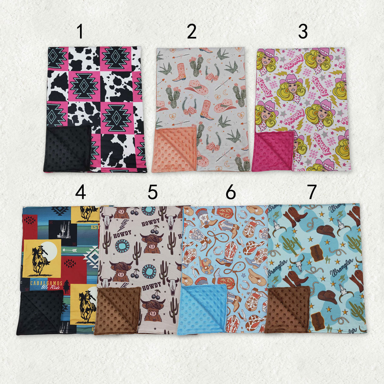 RTS Sibling Baby Boys Girls Kids Cow Cactus Boots Western Blankets