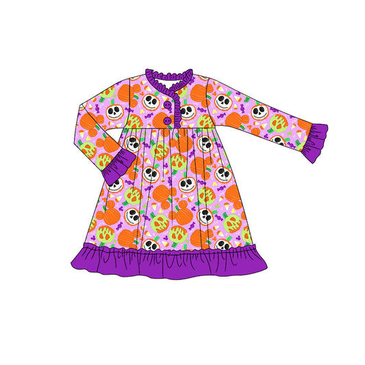 MOQ:5 Ghost Girl Long Sleeve Wholesale Boutique Kid Clothing Kid Dresses