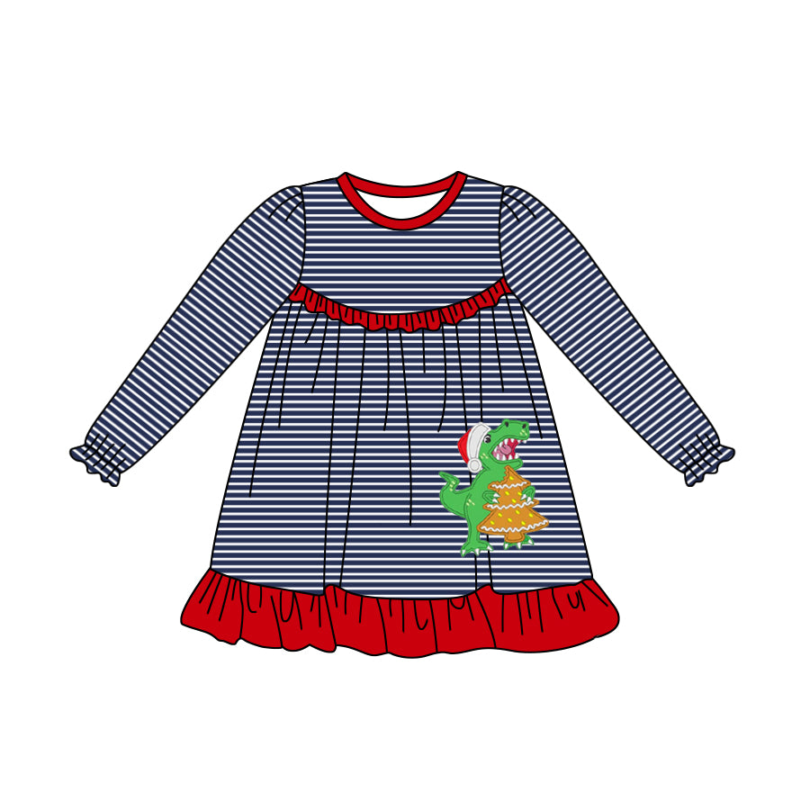 MOQ:5 Christmas Girl Long Sleeve Wholesale Boutique Kid Clothing Kid Dresses