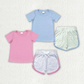 RTS NO MOQ Summer Sibling Baby Girls Boys Short Sleeves Top Stripe Short Sets
