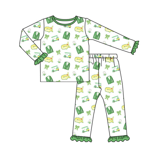 MOQ:5 Green Kid Long Sleeve Wholesale Boutique Kid Clothing Outfits