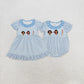 RTS NO MOQ Summer Sibling Baby Girls Blue Stripes Princess Rompers Dresses