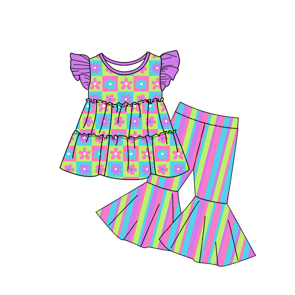 Purple Stripe Short Sleeve Baby Kids Boutique Kid Clothing