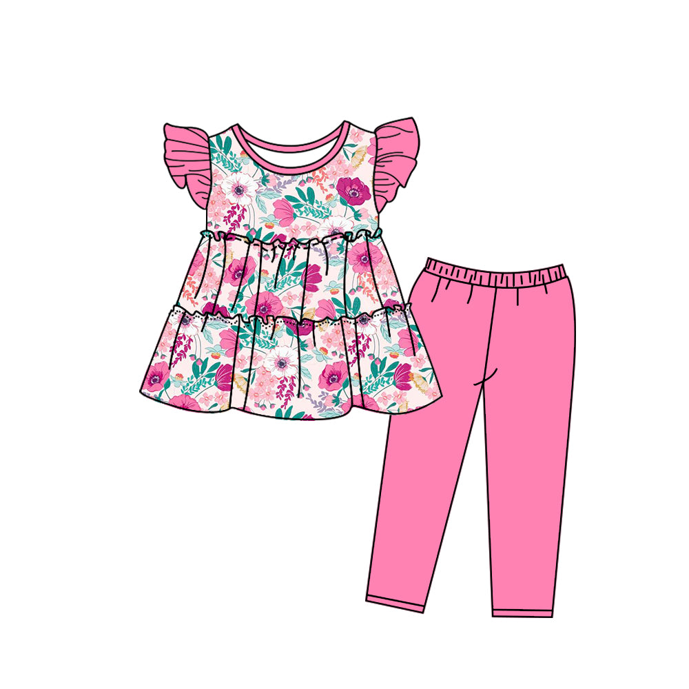 Pink Floral Short Sleeve Baby Kids Boutique Kid Clothing