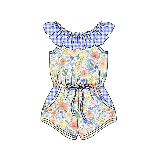 flower short sleeve summer kid jumpsuit rompers