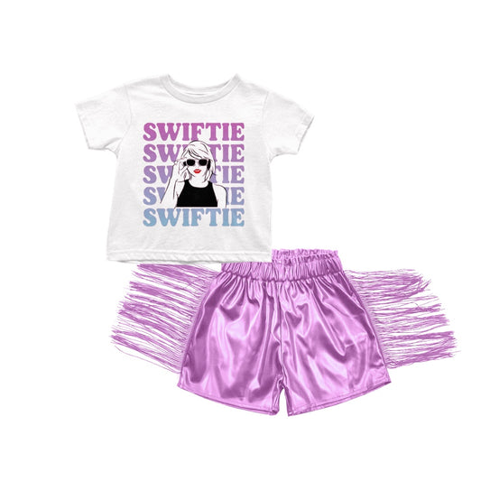 Wholesale Purple Singer Baby Kids Design Boutique Kid Clothing Set