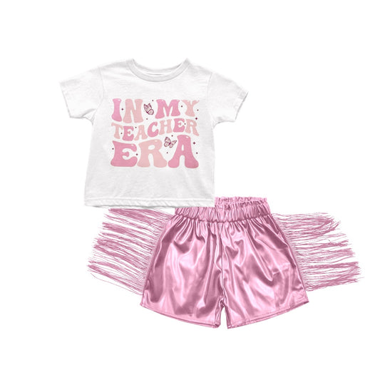 Wholesale Pink Cute Leather Singer Baby Kids Design Boutique Kid Clothing Set