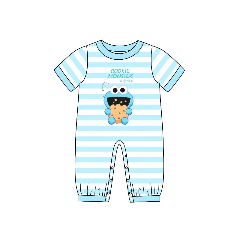 blue short sleeve summer kid jumpsuit rompers