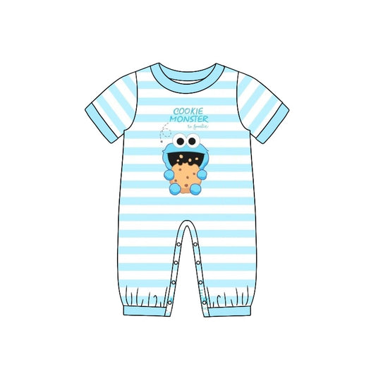 blue short sleeve summer kid jumpsuit rompers