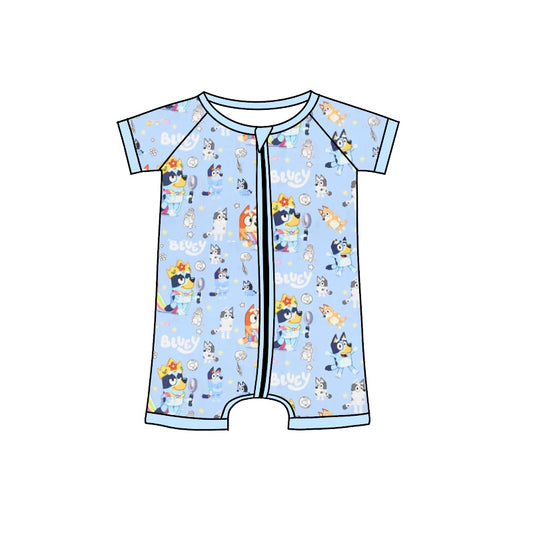 blue dog short sleeve summer kid jumpsuit rompers