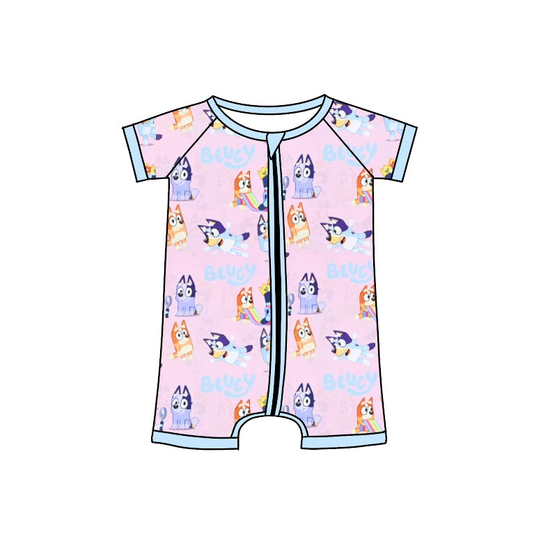 purple dog short sleeve summer kid jumpsuit rompers