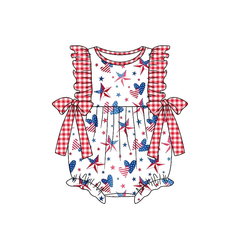 4th of july short sleeve  summer kid jumpsuit rompers