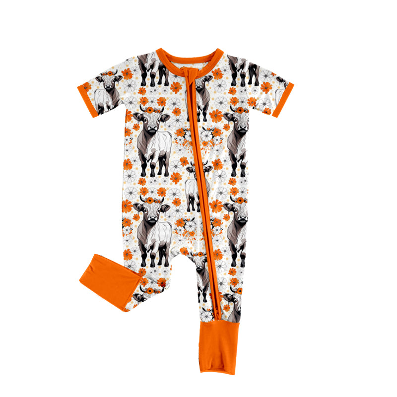 cow design short sleeve  summer kid jumpsuit rompers