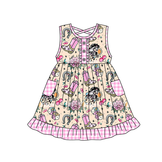 Girl Summer Cartoon Design Short Sleeve Children Dresses