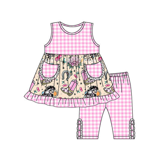 Pink Cute Short Sleeve Wholesale Baby Kids Boutique Kid Clothing