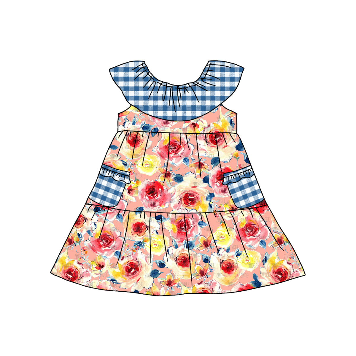 Girl Summer Floral Design Short Sleeve Children Dresses