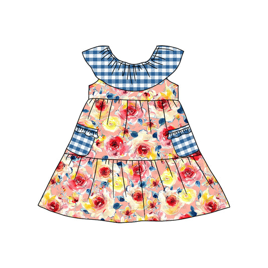 Girl Summer Floral Design Short Sleeve Children Dresses