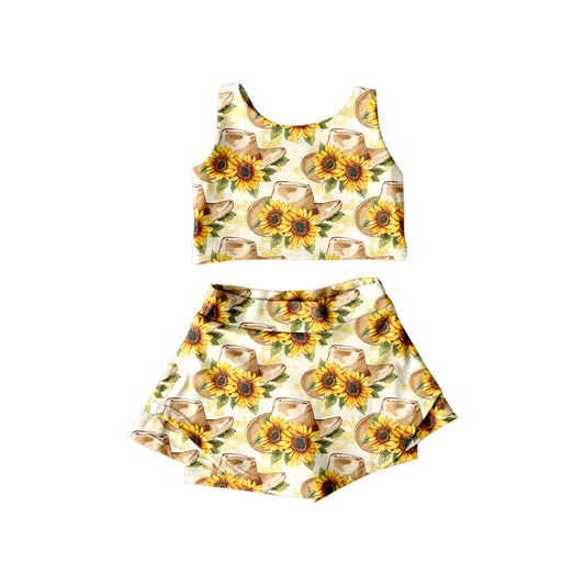 Cute Sunflower Ruffle Short Sleeve Baby Kids Boutique Kid Clothing