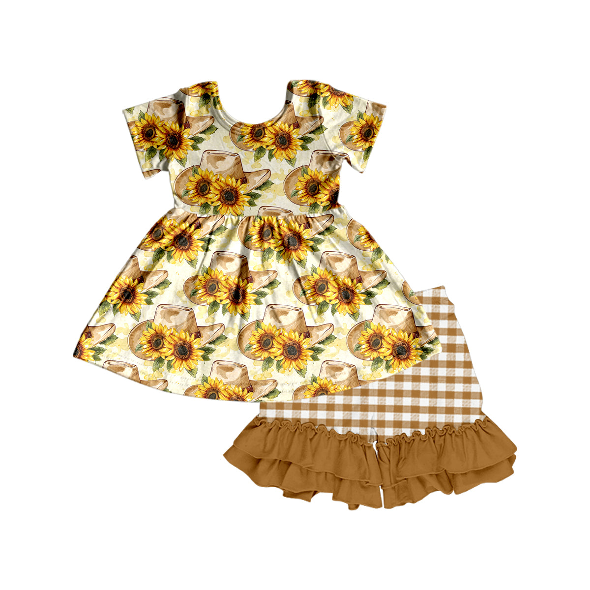 Sunflower Cute Short Sleeve Wholesale Baby Kids Boutique Kid Clothing