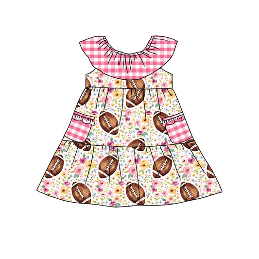 Girl Summer Football Design Short Sleeve Children Dresses