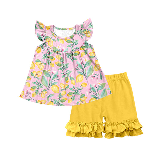 Lemon Girls Wholesale Baby Kids Wear Boutique Kid Clothing Set