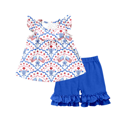 4th of july Cute Girls Wholesale Baby Kids Wear Boutique Kid Clothing Set