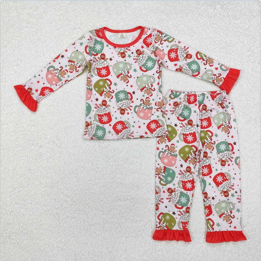 GLP1621 Baby Girls Christmas Coffe Gingersnap Bamboo Pajama Set