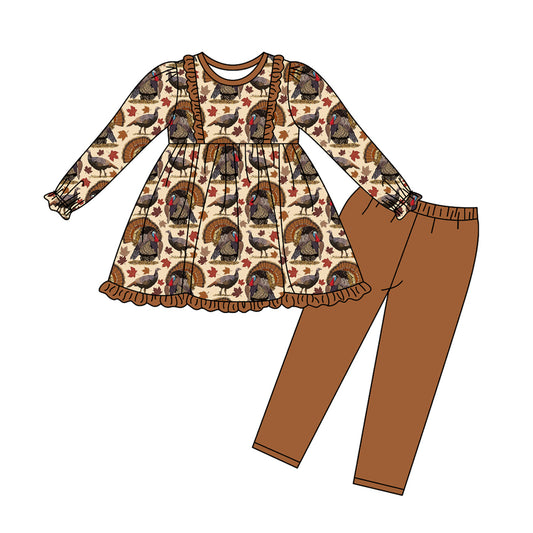 MOQ:5 Brown Long Sleeve Wholesale Boutique Kid Clothing