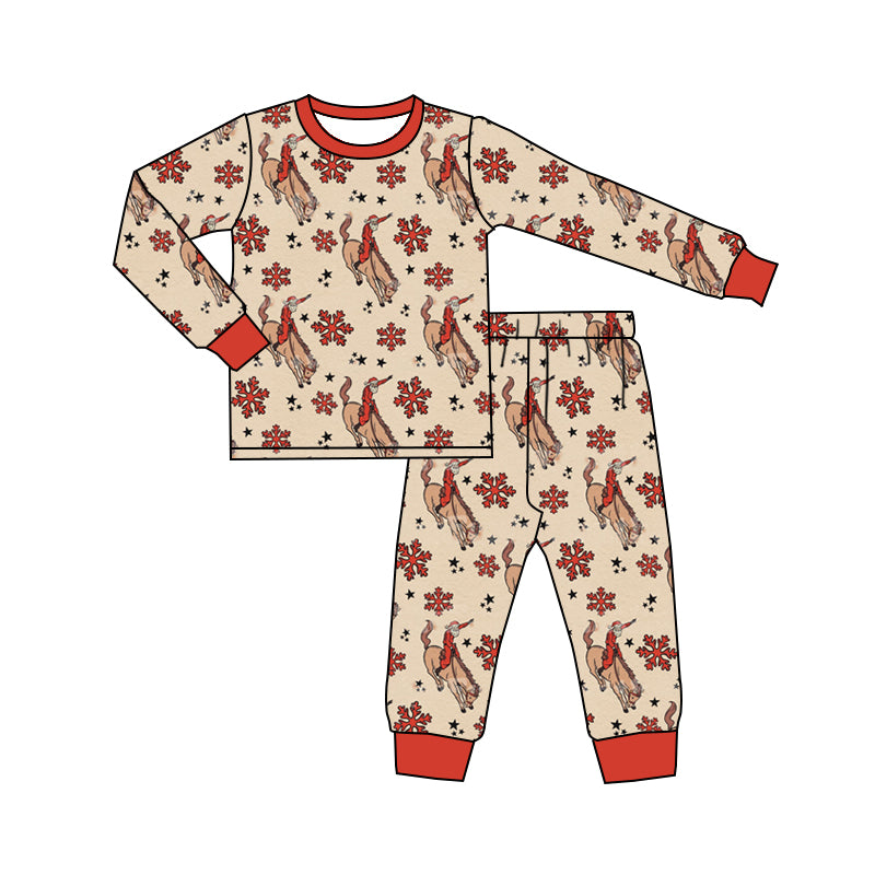 MOQ:5  Red Santa Deer Long Sleeve Wholesale Boutique Kid Outfit