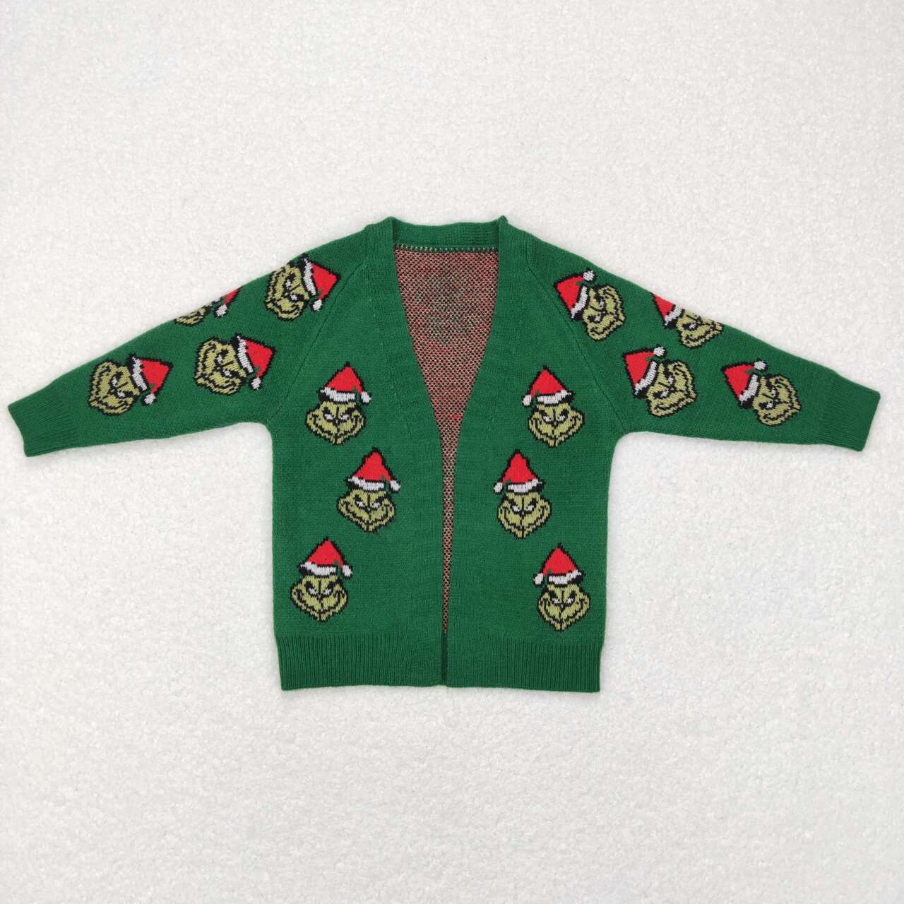 RTS Baby Girls Kids Long Sleeves Green Face Sweater Christmas Coat
