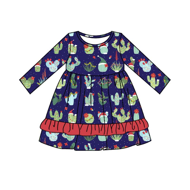 MOQ:5  Cute Girls Long Sleeve Wholesale Boutique Kid Clothing Kid Dresses