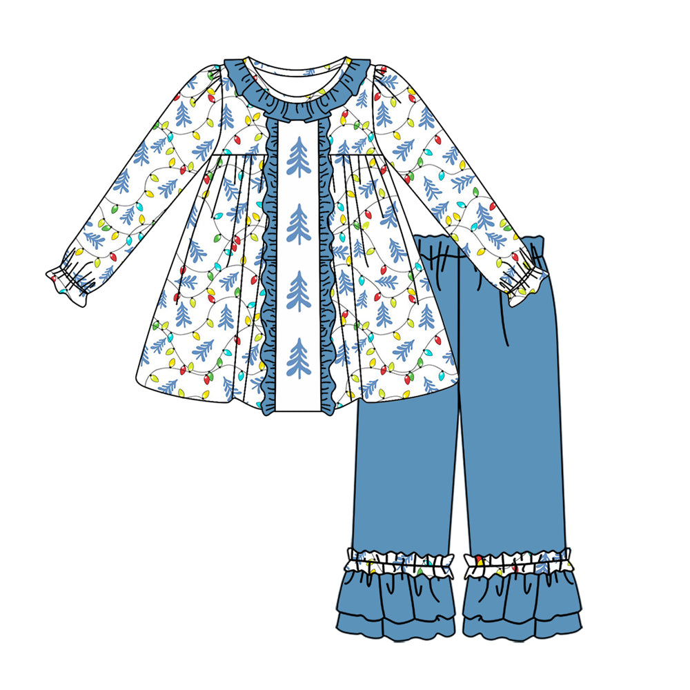 MOQ:5 Blue Kid Long Sleeve Wholesale Boutique Kid Clothing