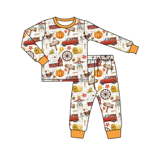 MOQ:5 Halloween Pumpkin Design Kid Long Sleeve Wholesale Boutique Kid Clothing