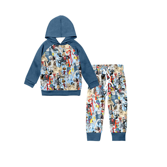 MOQ:5  Cartoon Blue Cute Children Long Sleeve Wholesale Boutique Kid Clothes