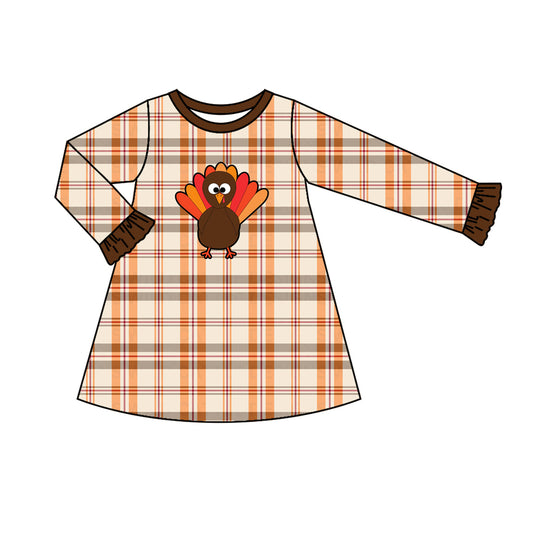 MOQ:5 Brown Girl Long Sleeve Wholesale Boutique Kid Clothing Kid Dresses