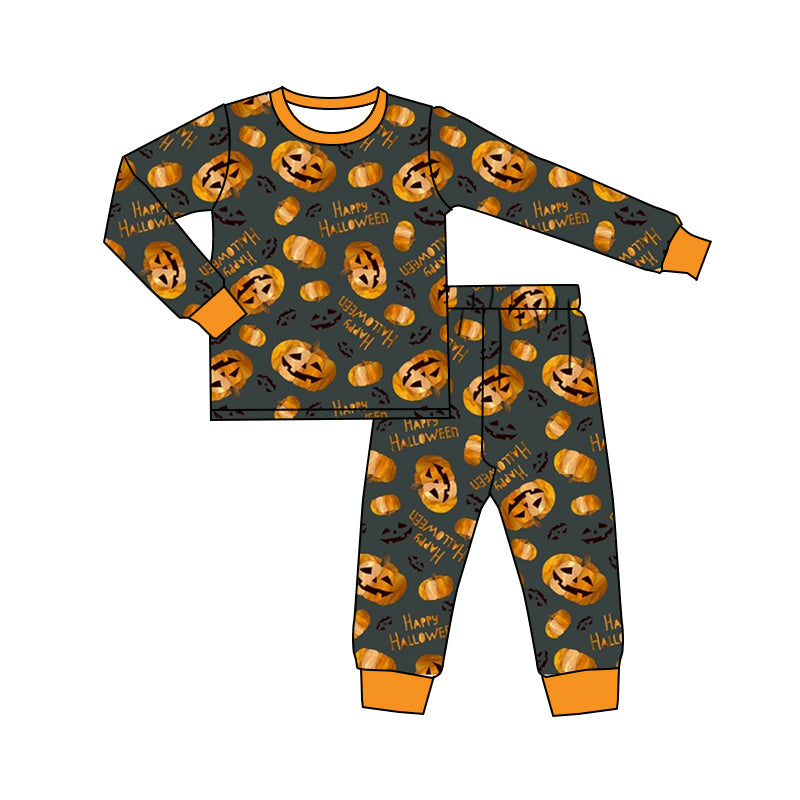 MOQ:5 Pumpkin long Sleeve Wholesale Boutique Kid Clothing Set