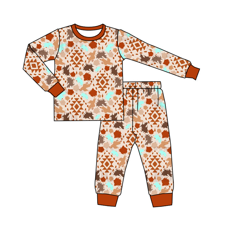 MOQ:5 Brown Girls Long Sleeve Wholesale Boutique Kid Clothing Clothes Sets