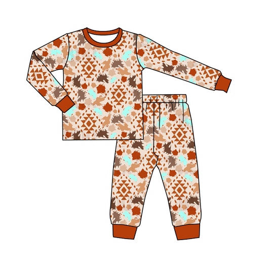 MOQ:5 Brown Girls Long Sleeve Wholesale Boutique Kid Clothing Clothes Sets