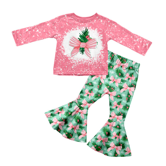 MOQ:5  Pink Long Sleeve Wholesale Boutique Kid Clothing Set