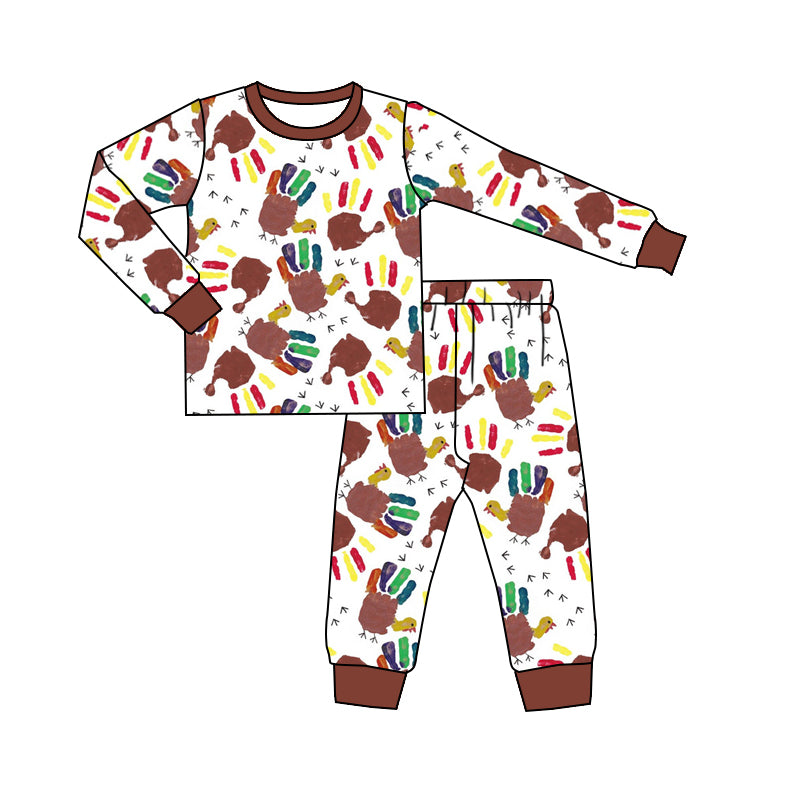 MOQ:5 Brown Children Long Sleeve Wholesale Boutique Kid Clothing Clothes Sets