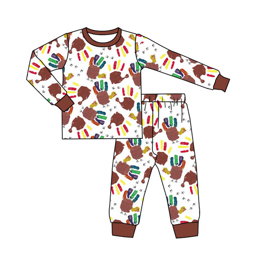 MOQ:5 Brown Children Long Sleeve Wholesale Boutique Kid Clothing Clothes Sets