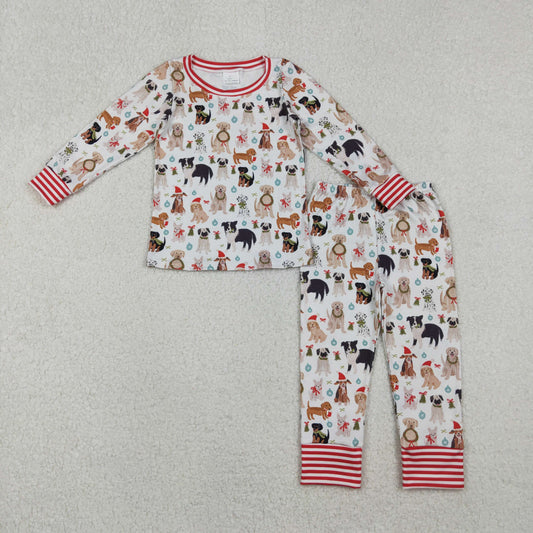 RTS Baby Kids Toddler Long Sleeves Dogs Shirt Pants Christmas Pajamas Set