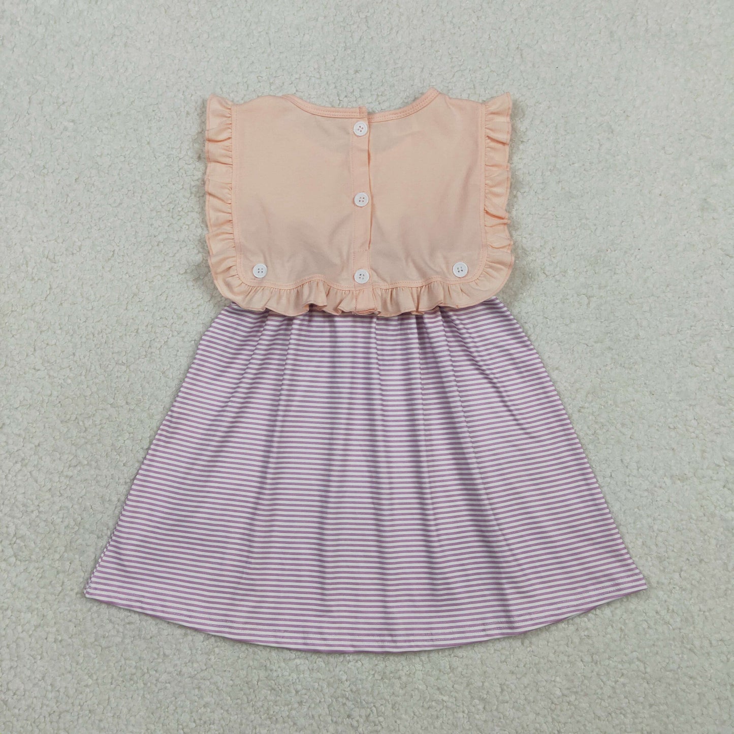 Baby Girls Kids Purple Stripes Ruffle Summer Knee Length Dress RTS